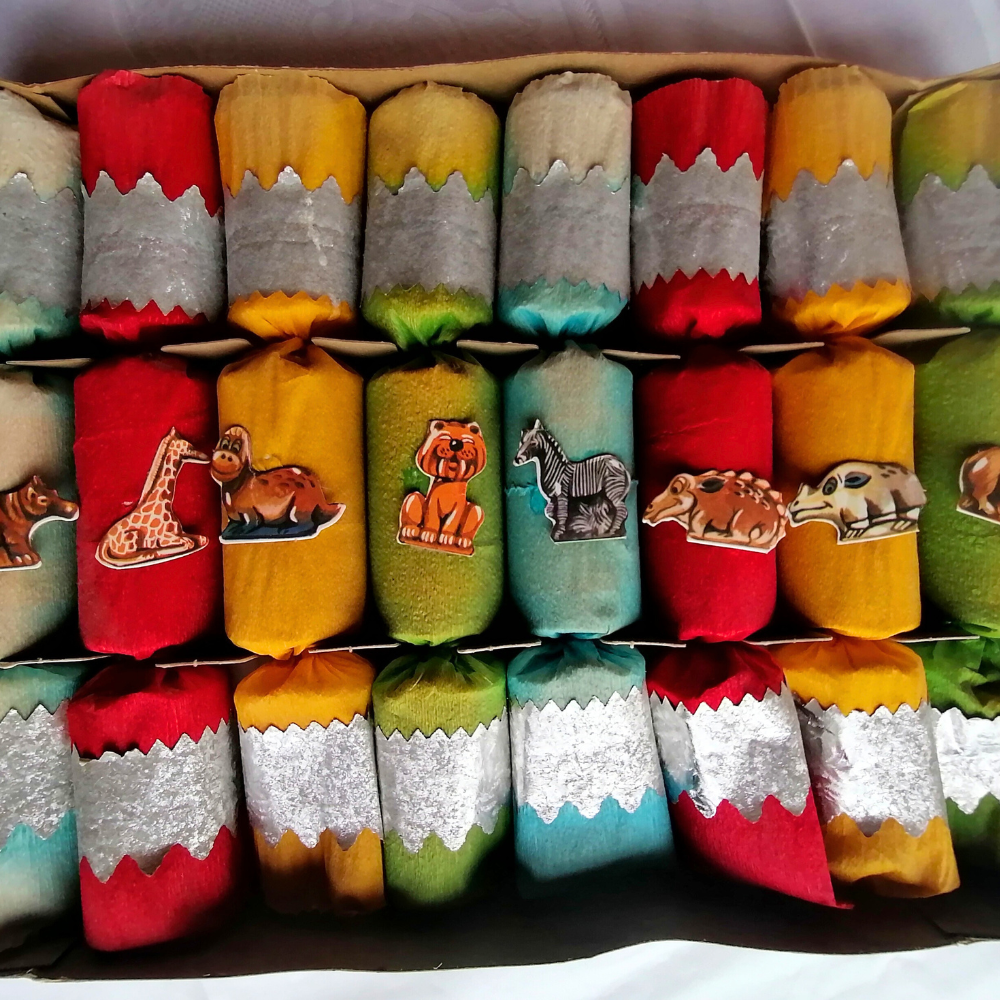 Complete 1960s Wade Animal Party Crackers with Original Porcelain Figurines