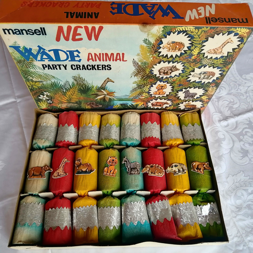 Complete 1960s Wade Animal Party Crackers with Original Porcelain Figurines