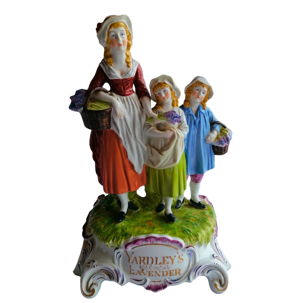 Dresden Porcelain Figurine 'Lavender Sellers' | Yardley's English Lavender Advertising Statue, Early 20th Century